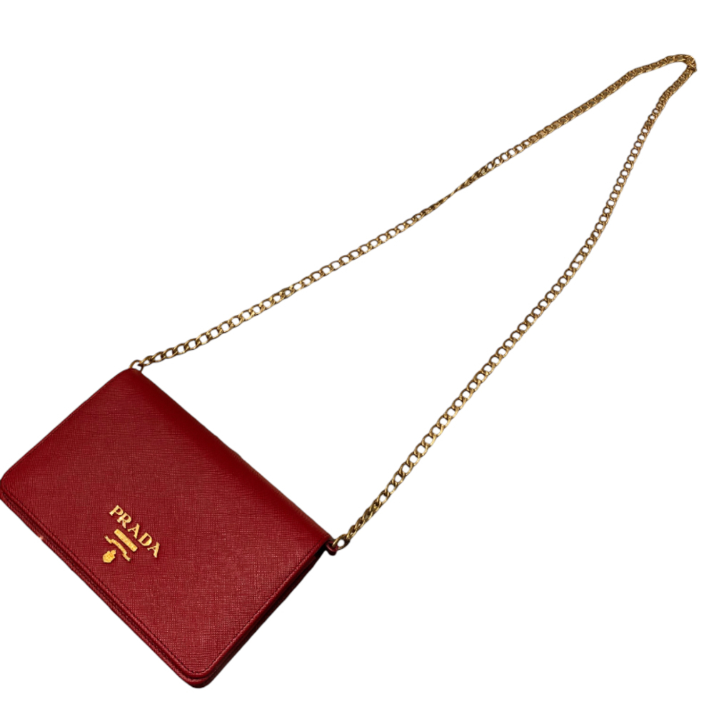 Prada Sapphire Wallet Red Shoulder Bag - Picture 9 of 10